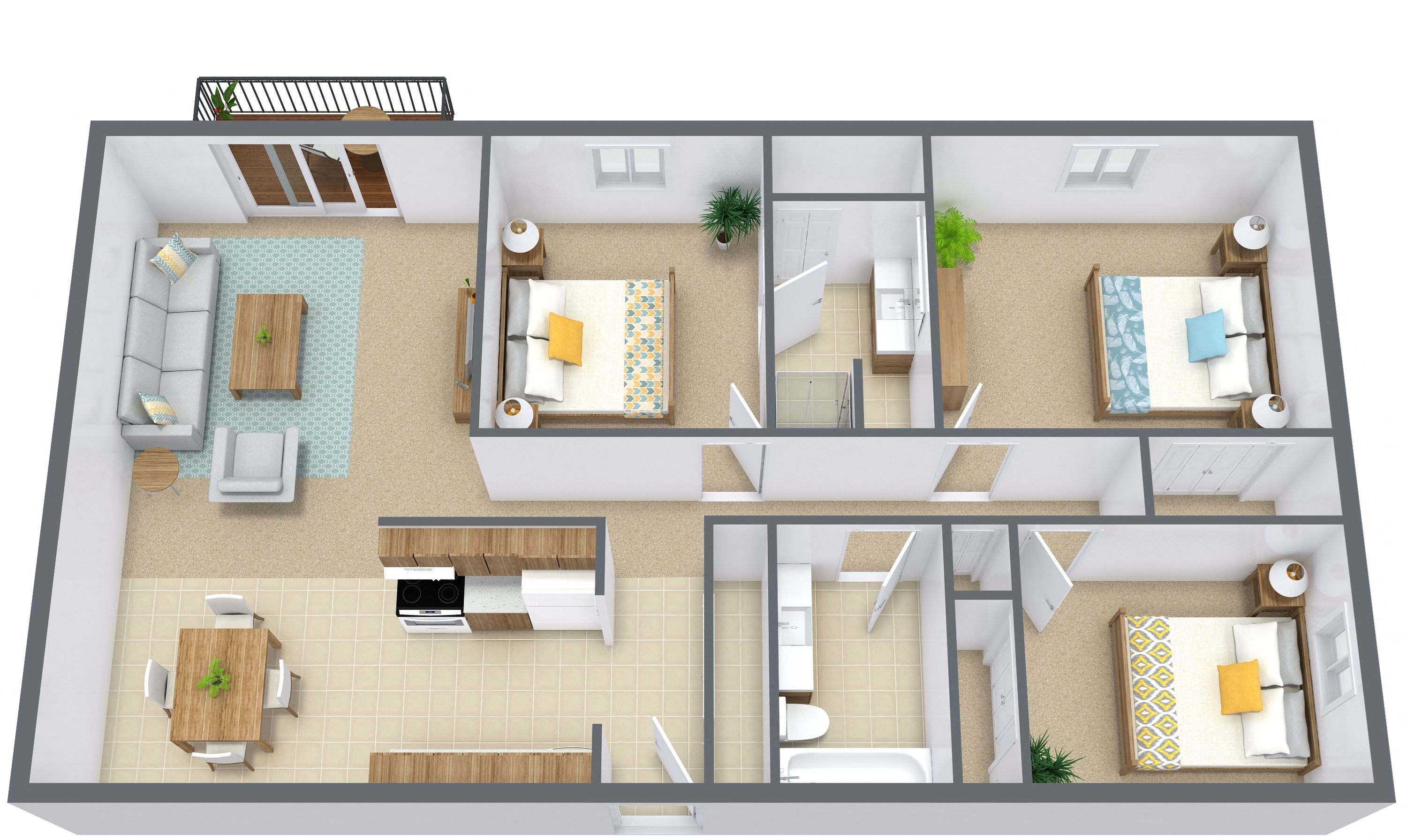 Sunview Apartments | Three Bedroom | Plan 3175A Sunview Apartments | Three Bedroom | Plan 3175A
